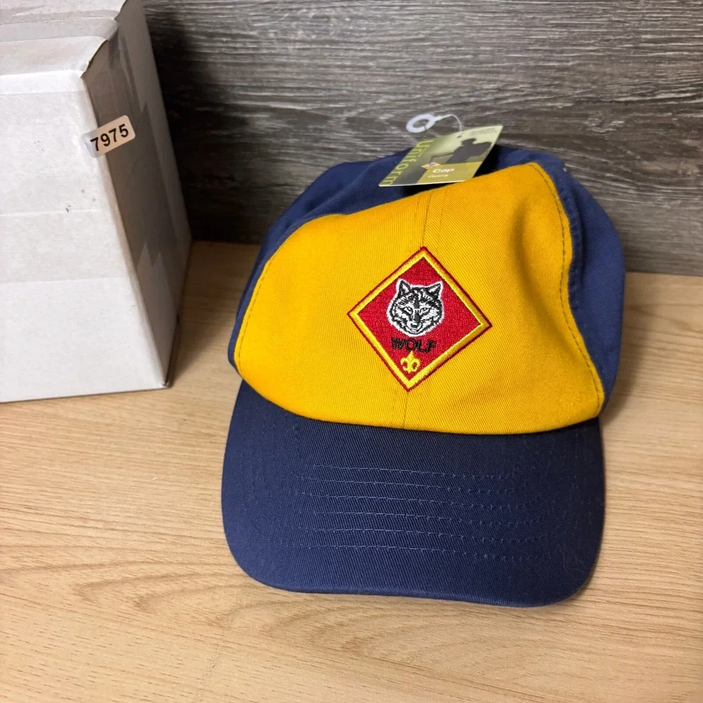 Boy Scouts Hat Cap Strap Back Blue Youth‎ Boys Wolf Cub Adjustable NWT